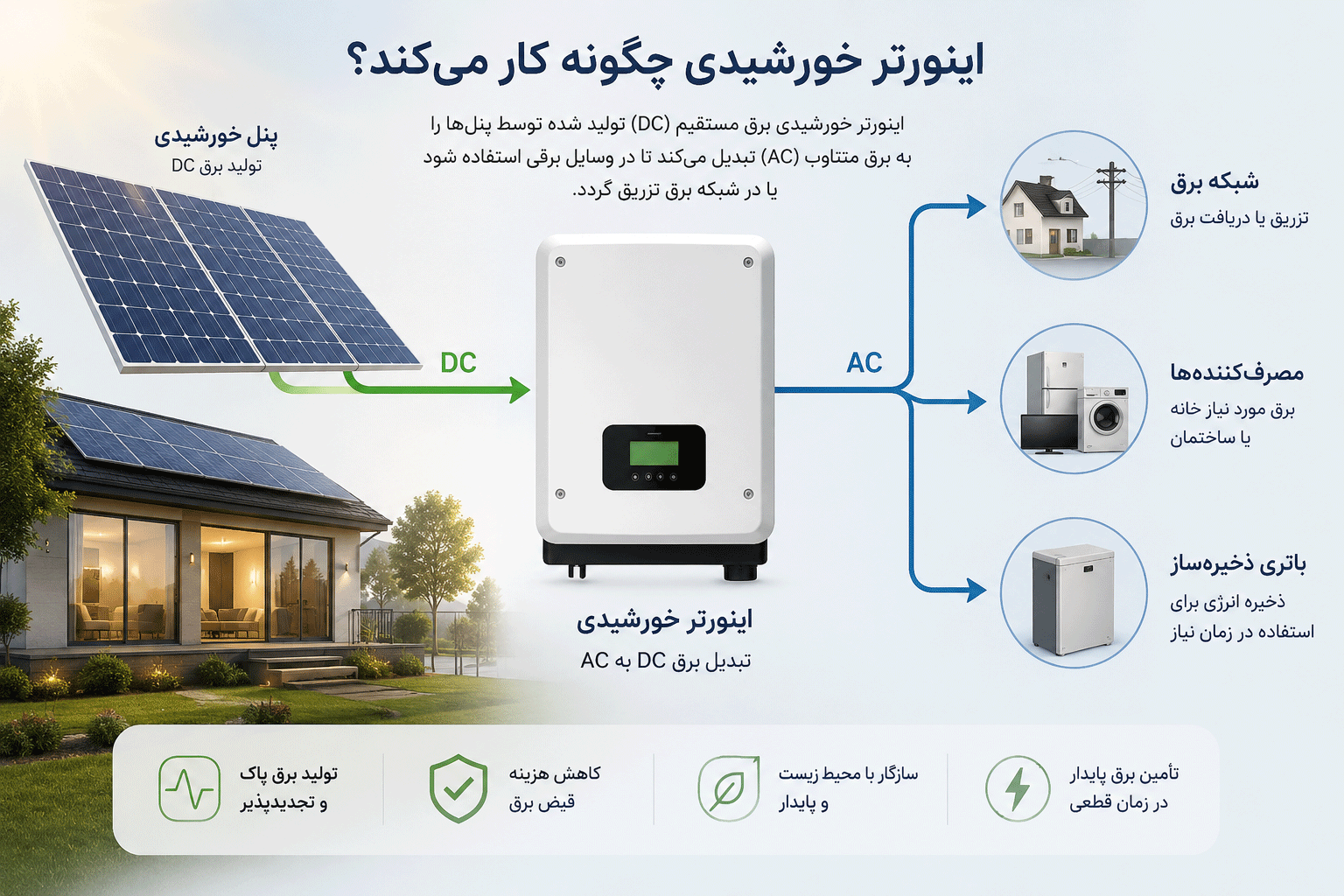 اینورتر خورشیدی چگونه کار میکند؟